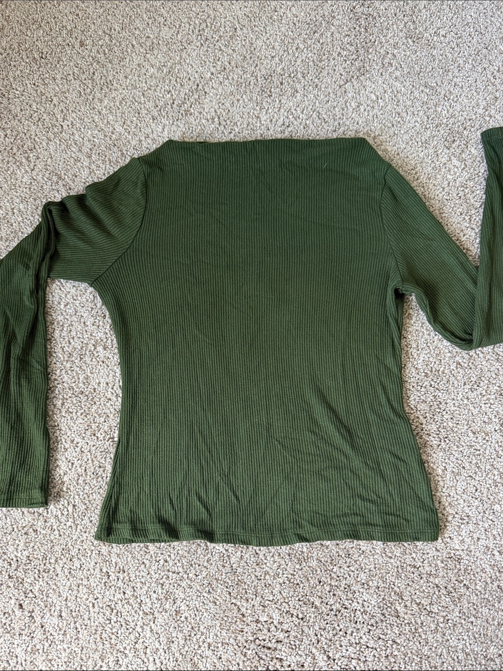 Banana Republic Olive Ribbed Long-Sleeve Top